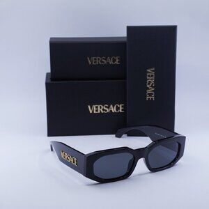 Versace VE4489U GB1/87 Rectangle Sunglasses – Black/Dark Grey